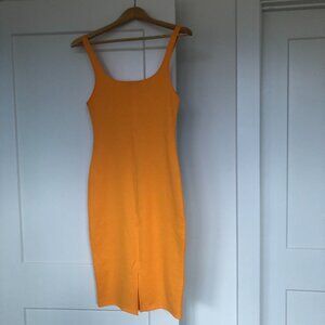 Zara Orange Bodycon Midi Dress Size M